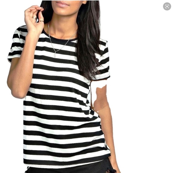 Babaton Black & White Stripe Tee XS - Picture 1 of 8